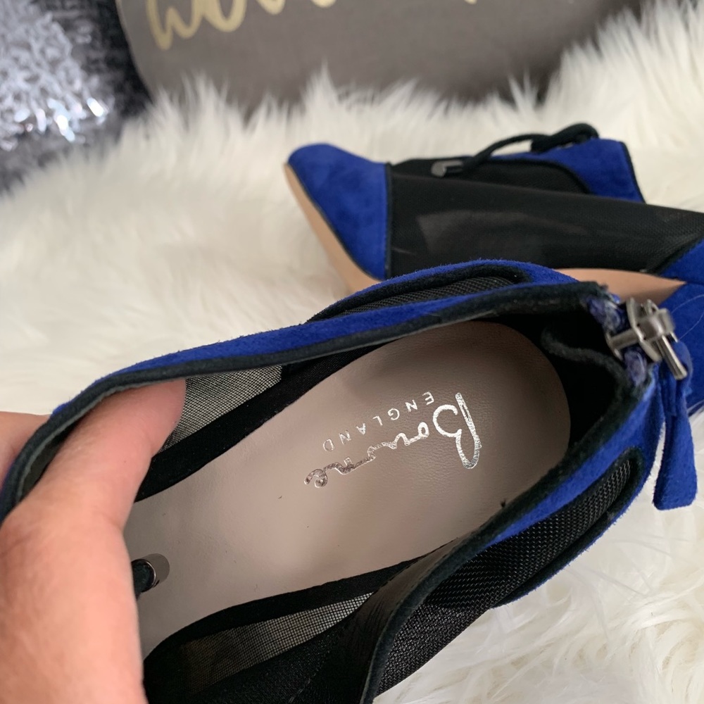 Cobalt Blue Suede Ankle Boots - Picture 5 of 6